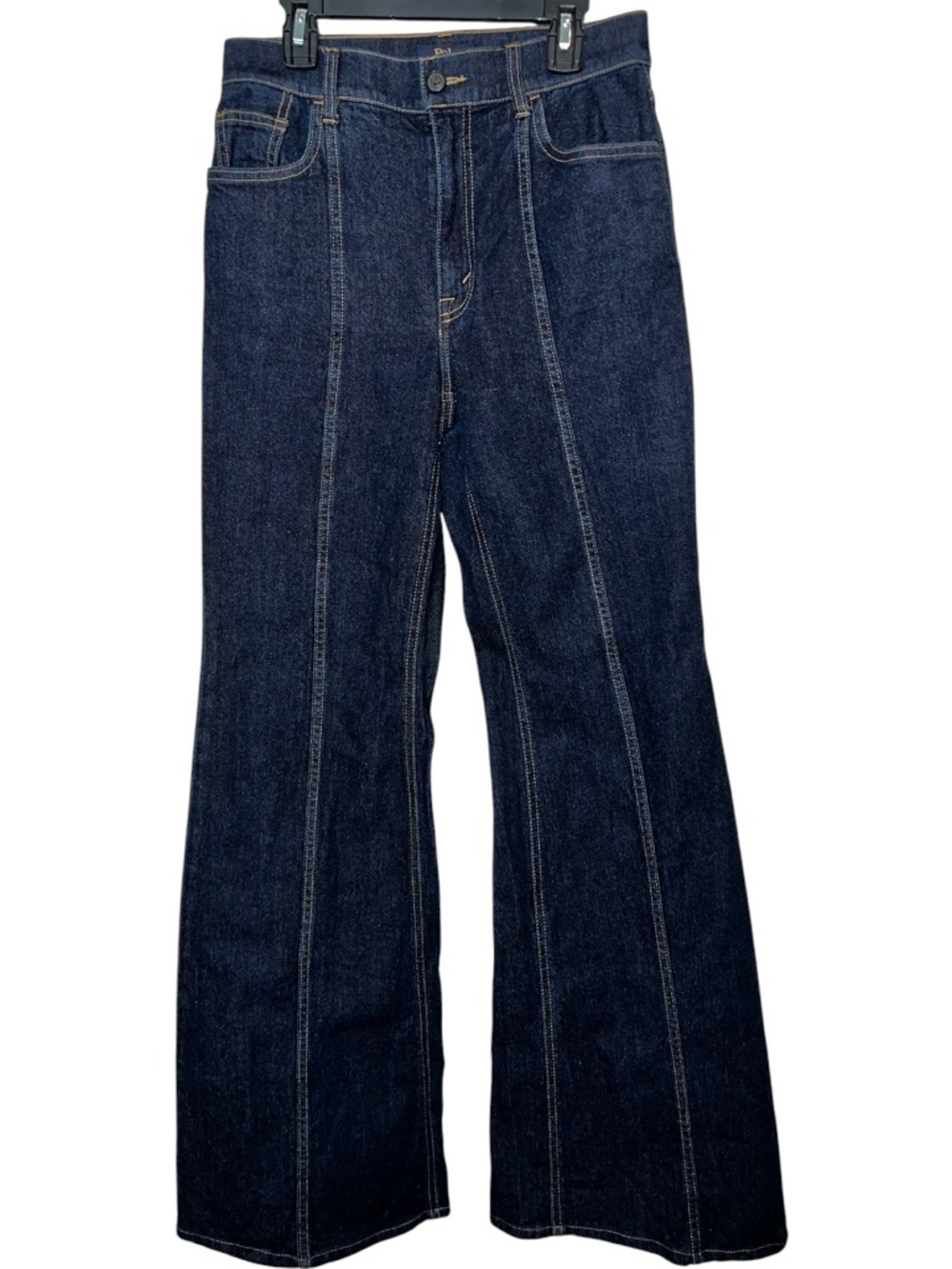 Polo Ralph Lauren High Rise Flared Jeans Dark Wash Seam Detail Size 0 XS - Picture 3 of 13